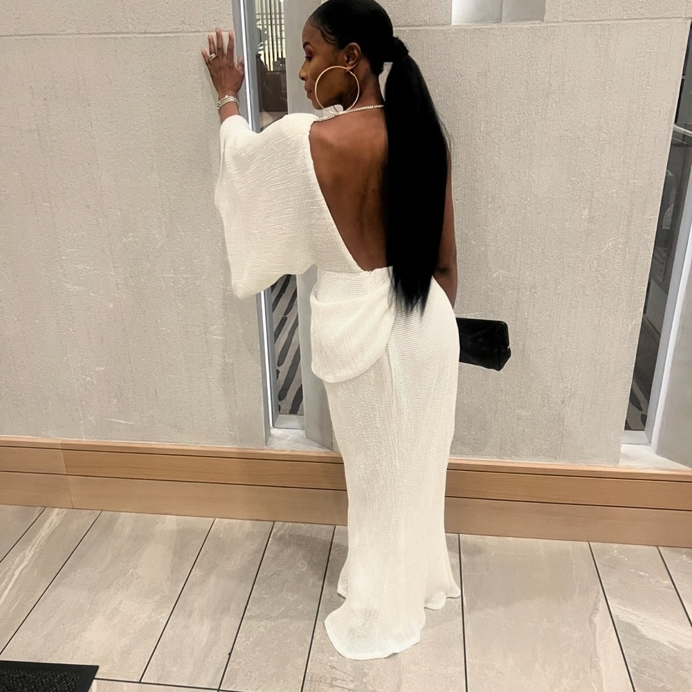 Source Unknown White One Shoulder Gown
